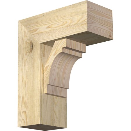 Ekena Millwork Merced Block Rough Sawn Bracket w/ Offset Brace, Douglas Fir, 8"W x 18"D x 22"H BKT0806X18X22MRC05RDF